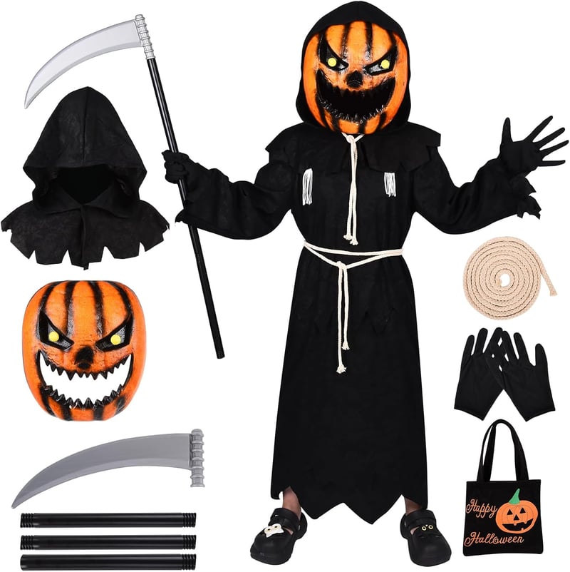 Tökfej jelmez gyerekeknek - Halloween töklámpás kosztüm maszk (L méret)