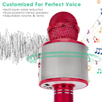 KIDWILL Bluetooth Karaoke Mikrofon Gyerekeknek - Piros, Beépített Hangszóróval és FM Rádióval 2