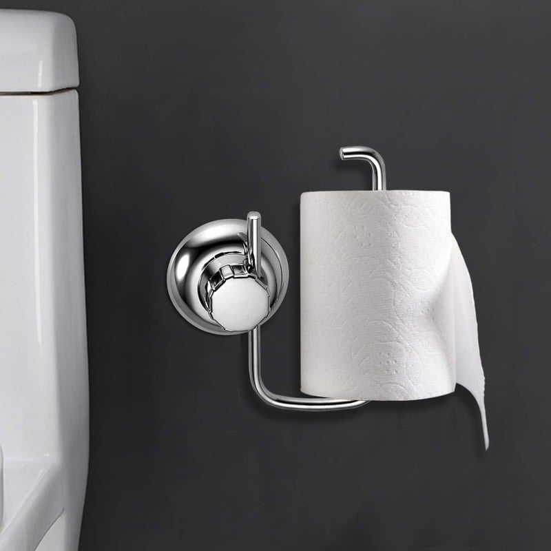 MaxHold Fúrás Nélküli WC-Papír Tartó - Tapadókorongos Vákuum Rendszer - Rozsdamentes Acél - 10 kg Teherbírás - Fürdőszobába és Konyhába