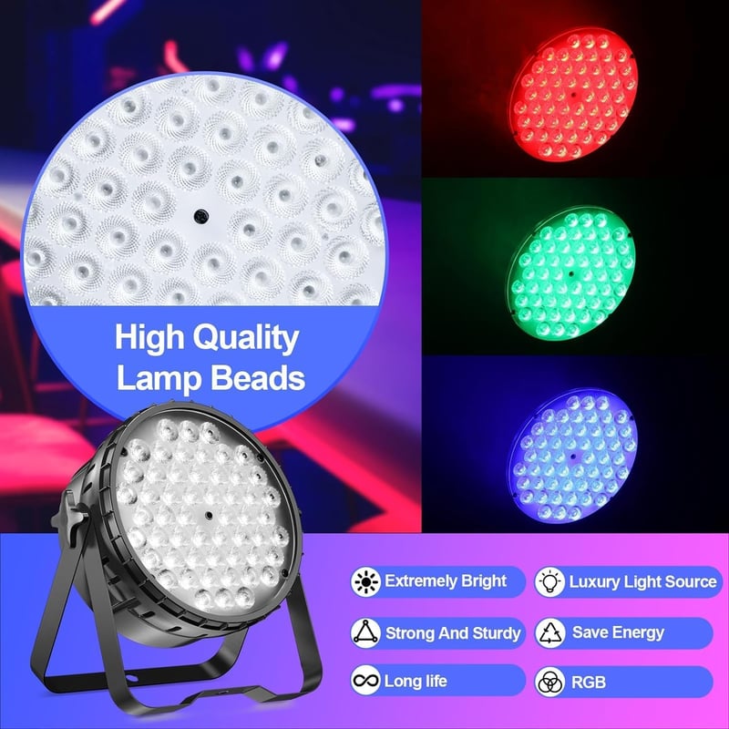 BETOPPER 54x3W RGB LED Par lámpa, DMX512 vezérléssel, 7 színű diszkófény
