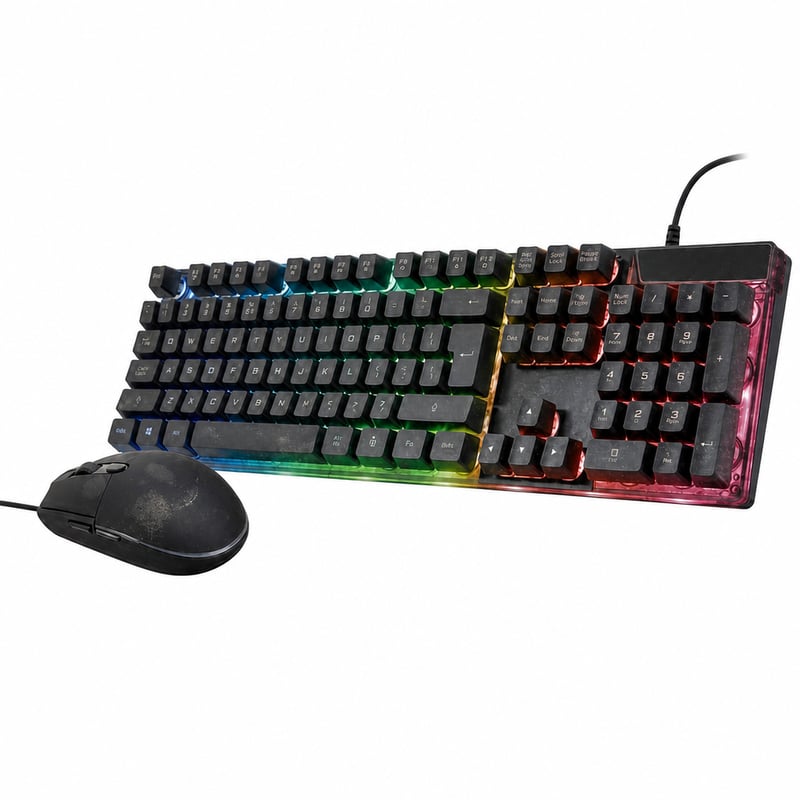 Trust GXT 838 Azor Gaming set tipkovnice i miša s RGB LED osvjetljenjem — Vidljivi tragovi korištenja na proizvodu (stanje: pogledajte 2. sliku)
