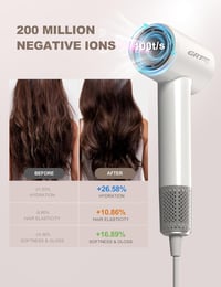 GRT PRO SmartAI-Temp Pro Hajszárító - 2200W, 200 Millió Negatív Ion, 340g Ultrakönnyű, AI Hőmérséklet Szabályozás, Gyorsszárítás, Utazáshoz  4