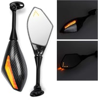 PSLER Karbon LED Irányjelzős Visszapillantó Tükör Szett Sportmotorokhoz - Időjárásálló ABS Ház, Acél Tengely, Egyszerű Felszerelés 3
