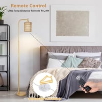 Rayofly Állólámpa Távirányítóval - Arany Rattan Boho Dizájn, Fényerőszabályzós 7