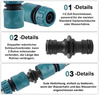 HOSPAOP Kerti Locsolótömlő Csatlakozó Készlet, 18 db-os 1/2 Colos Gyorscsatlakozó Adapter Szett, Szivárgásmentes ABS Műanyag Kiegészítők Ker 5