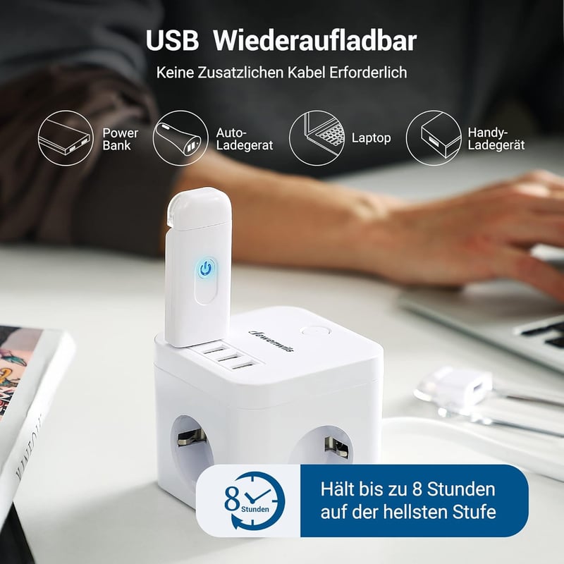 DEWENWILS USB Tölthető Olvasólámpa Csipesszel - LED Könyvlámpa 2 Fényerőszinttel, Állítható, Könnyű, Hordozható Könyvjelző Lámpa Olvasóknak