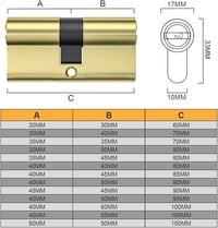 Bwintech 30/30 mm Euro Réz Zárbetét - 60 mm Kulcs/Kulcs Hengerzár 5 Sárgaréz Kulccsal, Fúrásvédett, Törés- és Zárfeltörés Elleni Védelemmel, 2
