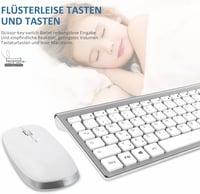 Vezeték nélküli QWERTZ billentyűzet és egér szett - Ergonomikus, vékony, német kiosztású - Fehér-ezüst 4
