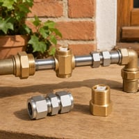 Csőmentő csomag: DN20 kompressziós adapter + 2 db hosszabbító + 2 db visszacsapó + 1/2–3/4 toldó 1