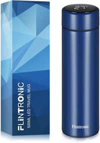 Flintronic 500ml-es LED kijelzős termobögre, kék - intelligens hőmérséklet-kijelzéssel 1