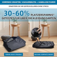 KINGSLONG 48L Vákuumos Utazó Hátizsák 17.3" Laptop Táska Repülőgép Kabin Méret Vízálló Fekete 6