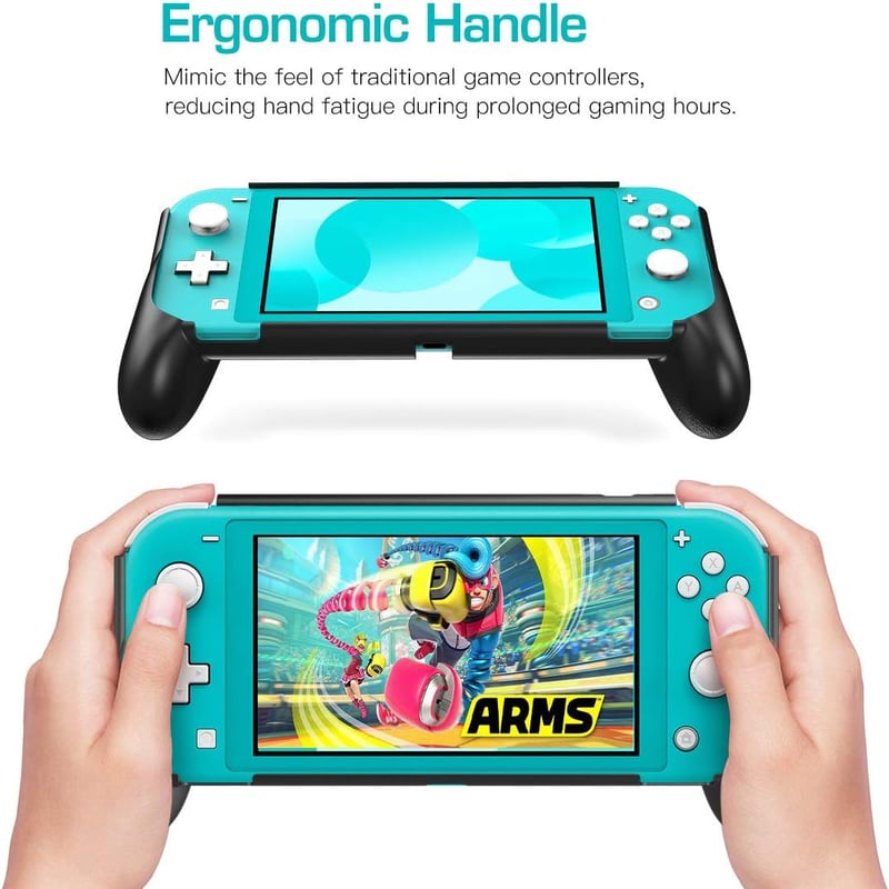 MoKo Ergonomikus Védőtok Nintendo Switch Lite Konzolhoz - Kényelmes Markolattal, Ütésálló Kialakítással, Fekete