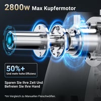 Elektrický mlynček na mäso AAOBOSI 3 v 1, 2800 W, s 2 čepeľami, 3 nerezovými diskami, nadstavcom na plnenie klobás, na domáce použitie 5