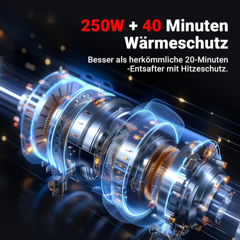 AAOBOSI Slow Juicer 250W - Gyümölcs és zöldségprés 103mm betöltőnyílással, 2 fémmentes szűrővel, csepegésgátlóval, fekete
