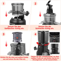 AAOBOSI Slow Juicer 250W - Gyümölcs és zöldségprés 103mm betöltőnyílással, 2 fémmentes szűrővel, csepegésgátlóval, fekete 7