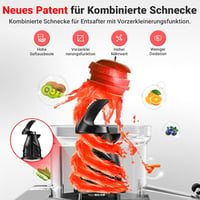 AAOBOSI Slow Juicer 250W - Gyümölcs és zöldségprés 103mm betöltőnyílással, 2 fémmentes szűrővel, csepegésgátlóval, fekete 5