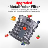 AAOBOSI Slow Juicer 250W - Gyümölcs és zöldségprés 103mm betöltőnyílással, 2 fémmentes szűrővel, csepegésgátlóval, fekete 4