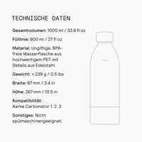 Aarke Carbonator 3 PET fľaše 2 ks – bez obsahu BPA, s detailmi z nehrdzavejúcej ocele, 1000 ml, na sýtenú vodu 8