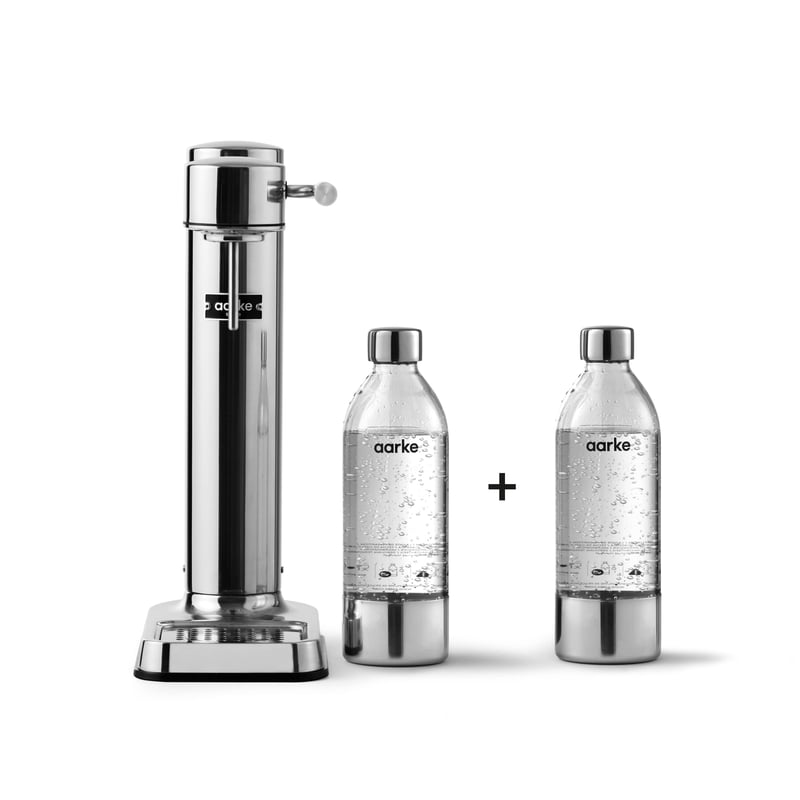Aarke Carbonator 3 aparatom za gaziranje vode od nehrđajućeg čelika s 2x1L PET bocom bez BPA, kompatibilan sa 60L CO2 cilindrom