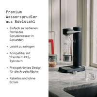 Aarke Carbonator 3 aparat za gaziranje vode, nehrđajući čelik, crna izvedba, s bocom od 800 ml od PET plastike bez BPA, kompatibilan sa Sodastream 60L cilindrima 4