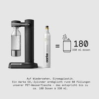 Aarke Carbonator 3 aparat za gaziranje vode, nehrđajući čelik, crna izvedba, s bocom od 800 ml od PET plastike bez BPA, kompatibilan sa Sodastream 60L cilindrima 5
