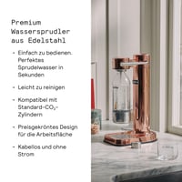 Aarke Carbonator 3 aparat za gaziranje vode, nehrđajući čelik, bakreni finiš, s 1L BPA-free PET bocom, kompatibilan sa Sodastream 60L CO2 cilindrima 4