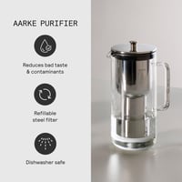Aarke Purifier vrč za filtriranje vode od stakla i nehrđajućeg čelika 2,4 L + paket od 3 Pure filter uloška 5