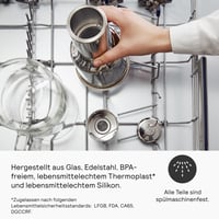 Aarke Purifier stakleni vrč za filtriranje vode od 1,2 L od nehrđajućeg čelika s vrećicom za dopunu Pure Filter 8