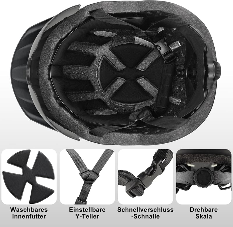ROCKBROS Kerékpáros Sisak Mágneses Napellenzővel - Férfi/Női, Fekete, E-bike/MTB (L)