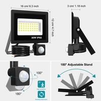 kolpop LED Mozgásérzékelős Reflektor Kültéri, 2 db 30W 3000LM, 6500K Hideg Fehér, IP65 Vízálló, 120° Szögben Állítható Lámpa Garázsba, Kertb 7