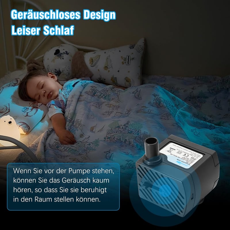 Halkjáratú 3W-os Mini Vízpumpa 180L/H - Akváriumokhoz, Kis Tavakhoz