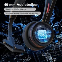 Beebang Bluetooth Headset Mikrofonnal PC-hez - Vezeték Nélküli Fejhallgató USB Adapterrel és Töltőállomással, 40 Órás Üzemidő, Teams és Skyp 3