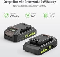 ASUNCELL 24V 4.0Ah Li-Ion Akkumulátor Csomag (2db) - Greenworks Szerszámokhoz Kompatibilis Pótakkumulátor, LED Töltöttségjelzővel 6