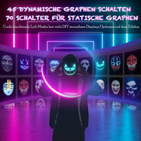 Megoo LED Maszk Bluetooth-szal, Programozható, Gesztus Vezérelhető - Farsangi, Halloween Partikra 2