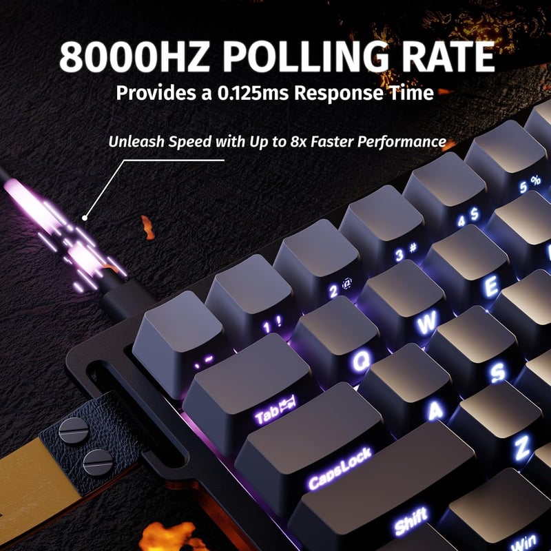 ATTACK SHARK X68 HE 8000Hz Gyors Mechanikus Gamer Billentyűzet, 0.01mm Pontosság, RGB Háttérvilágítás, Mágneses Kapcsolók, 60% Kompakt, PC/M