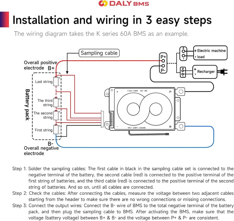 DALY Smart 4S BMS 12V WiFi Modullal - LiFePO4 Lítium Akkumulátor Védelmi Rendszer CAN/RS485 Kommunikációval, 100A Terhelhetőség