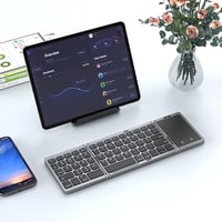 seenda Összehajtható Bluetooth Billentyűzet Érintőpaddal - Kompakt Utazó Billentyűzet iOS/Android/Windows Eszközökhöz, Fekete-Szürke 8