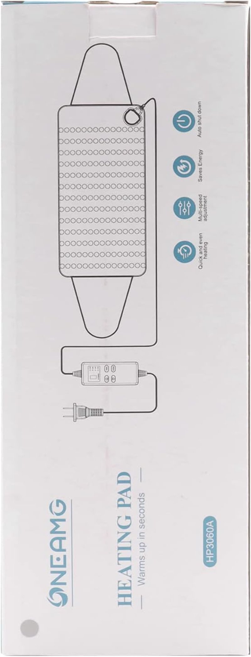 OneAmg XXL elektromos melegítőpárna, 126x30cm, 6 fokozatú, kék, mosható