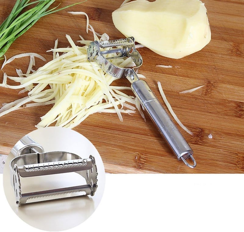 Ultra Éles Rozsdamentes Acél Julienne és Zöldség Hámozó Szeletelő - Saláta és Zöldségtészta Készítő Konyhai Eszköz, Mosogatógépben Mosható