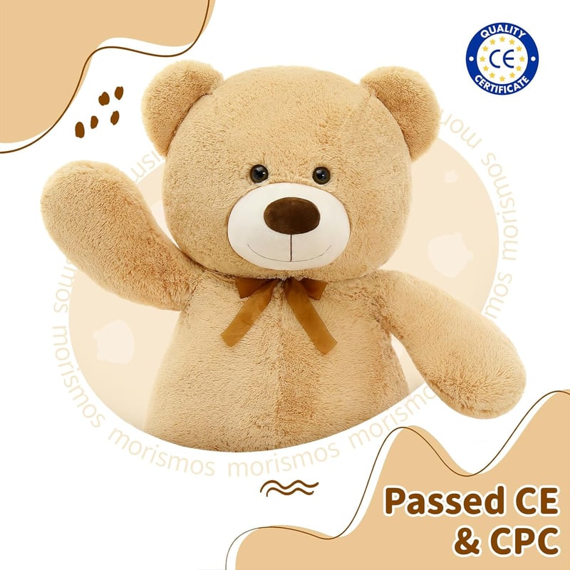 MorisMos Óriás Plüssmackó 130 cm - XXL Puha Barackszínű Teddy Maci, Ölelésre Tökéletes Ajándék Gyerekeknek, Lányoknak, Pároknak