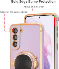 Samsung Galaxy S22 Plus 5G űrhajós állványos tok, lila, 3D mintás, ütésálló védőtok kameravédelemmel 4