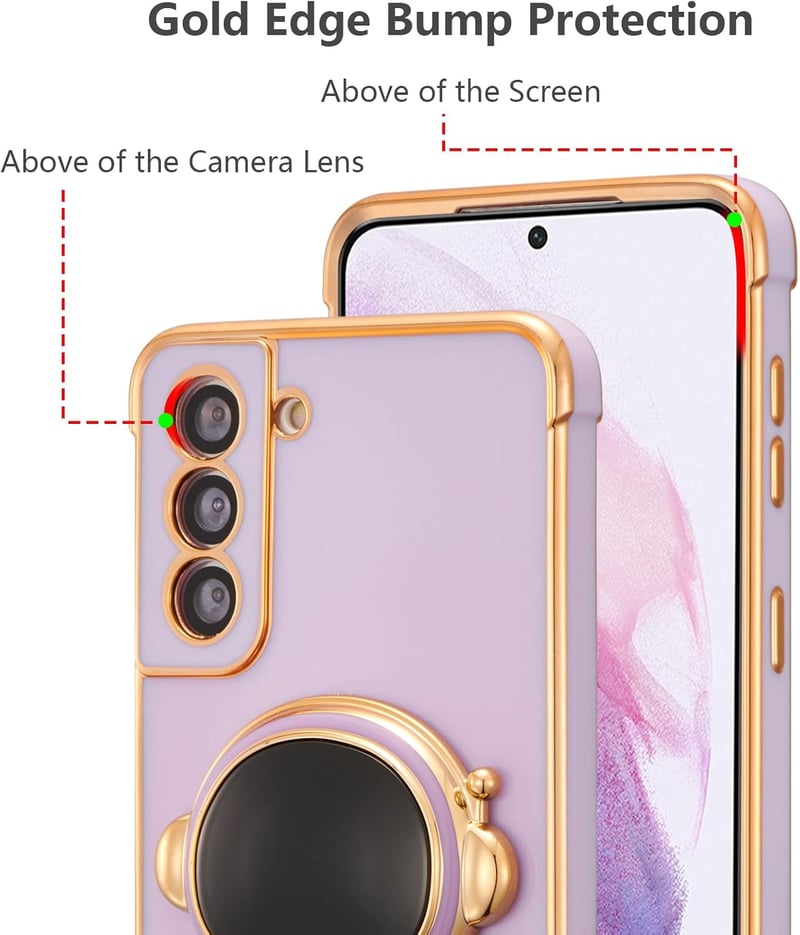 Samsung Galaxy S22 Plus 5G űrhajós állványos tok, lila, 3D mintás, ütésálló védőtok kameravédelemmel