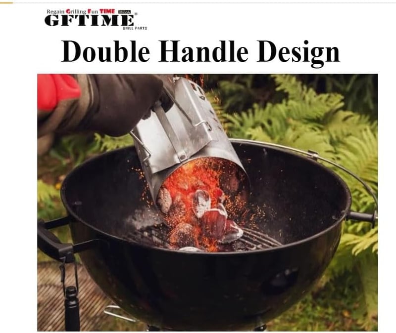 GFTIME Grillgyújtó Kémény 30,5 cm - Weber 7416 Kompatibilis Faszén Begyújtó, Hőálló Fogantyúval, Kültéri Grillezéshez