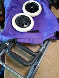 Cărucior de cumpărături pliabil Relaxdays cu roți, 25 L, max. 10 kg, 91x40x30 cm, violet, utilizat 2