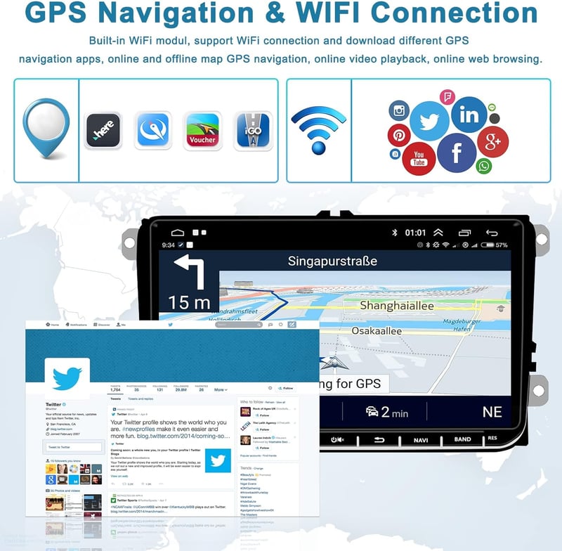 VW Golf 5/6, Polo, Touran 9" Android autórádió navigációval, Bluetooth-szal, tolatókamerával - Hikity