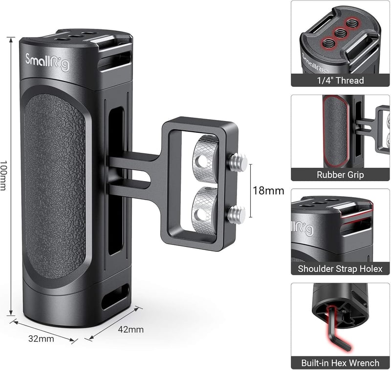 SmallRig állítható mini oldalsó markolat DSLR kamerákhoz - 3,5 kg teherbírás