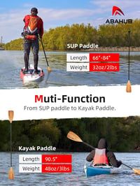 Abahub 2 az 1-ben SUP kajak evező alumínium állítható stand up paddle deszkához - 2 in 1 paddle bamboo print 2