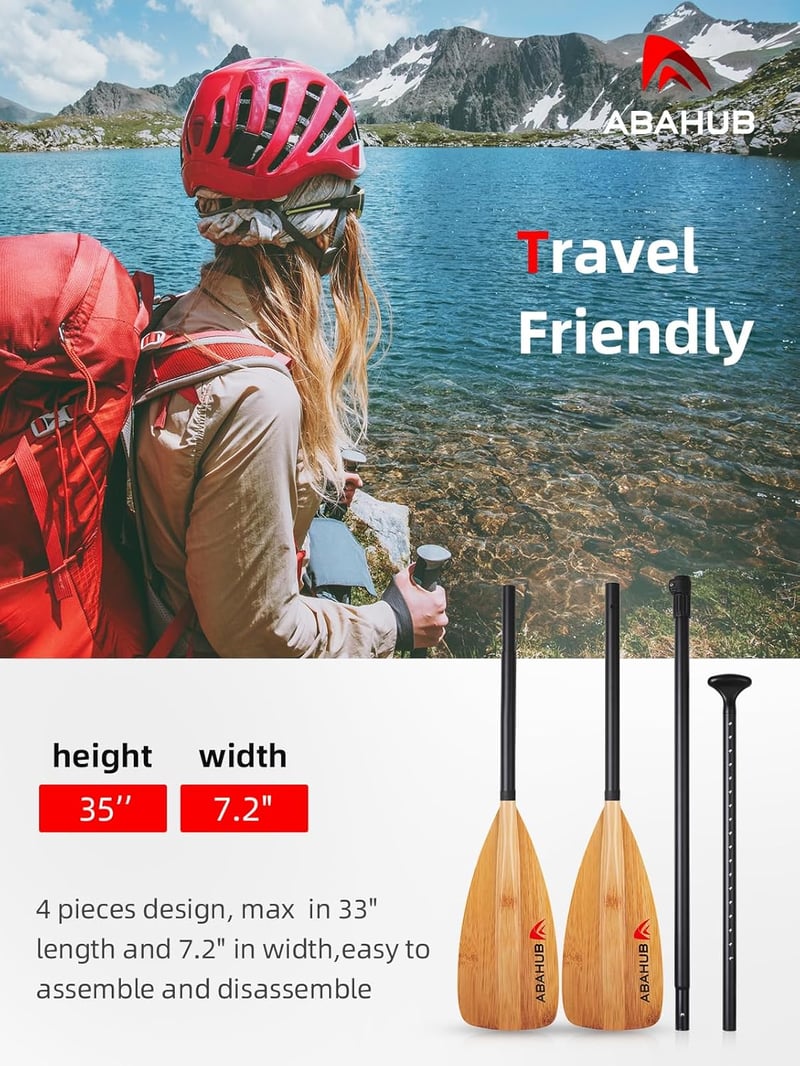 Abahub 2 az 1-ben SUP kajak evező alumínium állítható stand up paddle deszkához - 2 in 1 paddle bamboo print