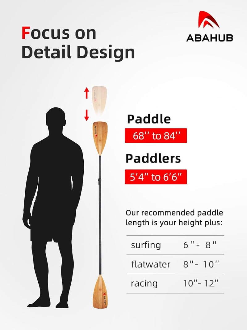 Abahub 2 az 1-ben SUP kajak evező alumínium állítható stand up paddle deszkához - 2 in 1 paddle bamboo print