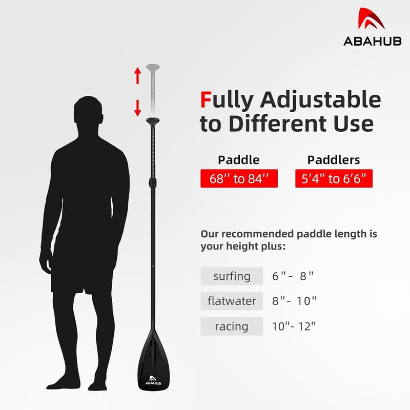 Abahub 3 részes állítható SUP evező alumínium 68-84 cm fekete/kék/zöld/narancs/piros/sárga